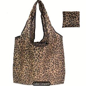 NEW Leopard Print Tote Bag made of Durable Polyester & folds into a small pouch.
